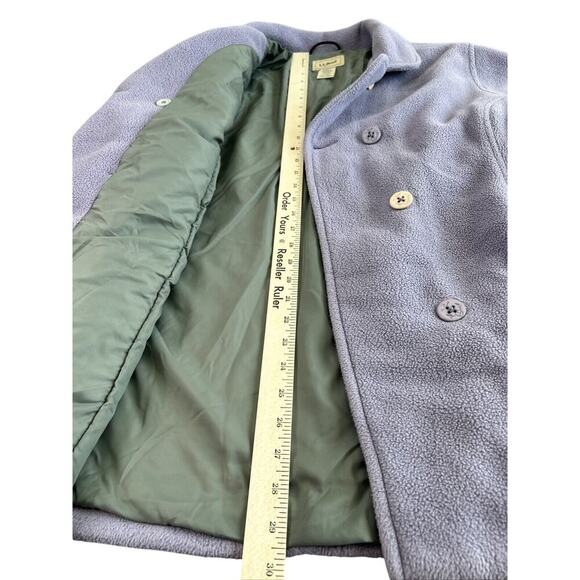 LL BEAN Vintage Women's Button Front Blend Fleece Like Jacket Coat Sz. L Purple - Picture 2 of 9